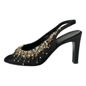 BOTTEGA VENETA black with gold sequin embellished heel size 8 made in Italy